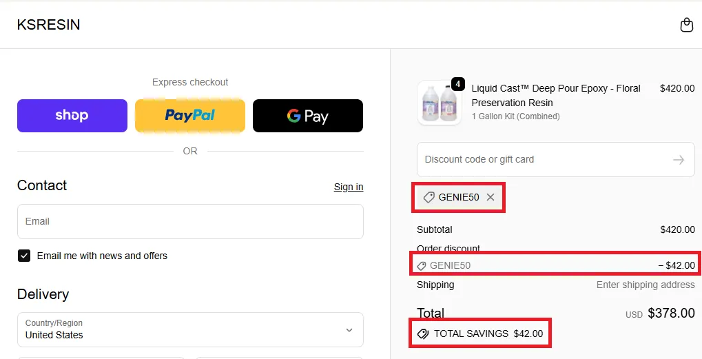Ksresin 10% OFF Coupon