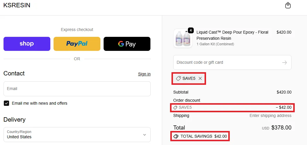 Ksresin coupon code